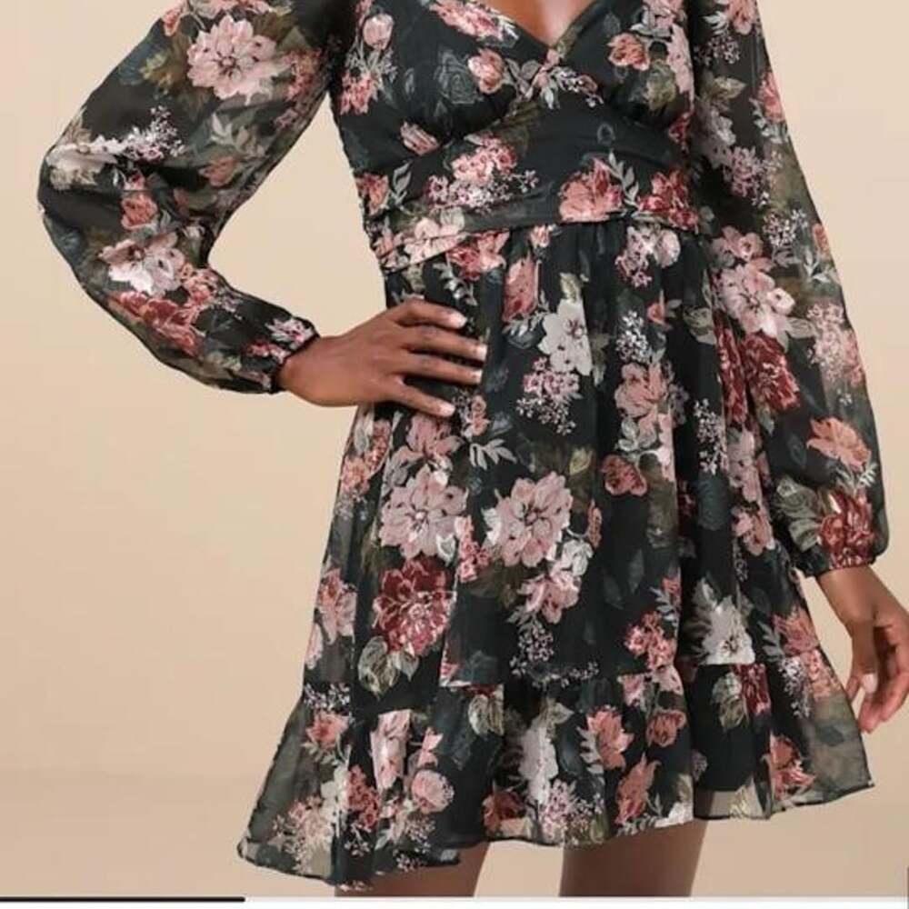 Lulus Truly Adorable Green Floral Burnout Mini Dress